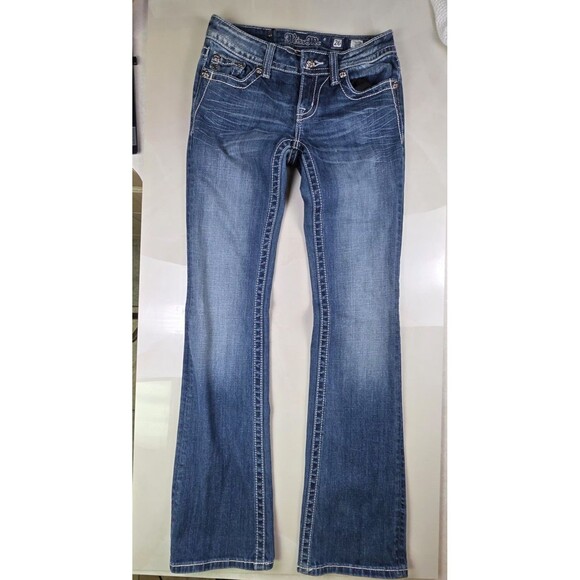 Miss Me Blue Boot Cut Jeans Rhinestone Embellished Studs Women's Size 26 JP6048B - Picture 1 of 12